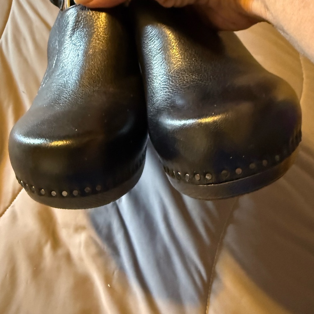 Dansko Black Leather Heeled Mules - Picture 9 of 9